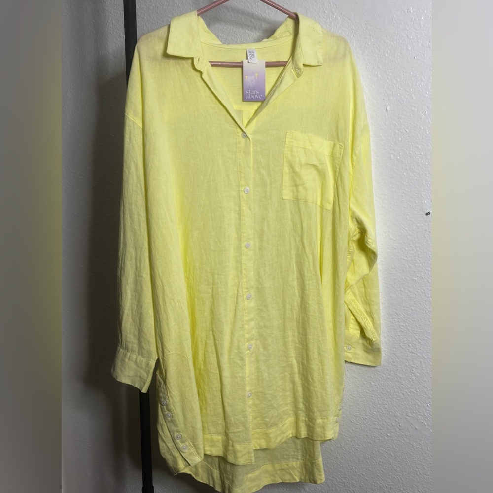 Stars Above Yellow Casual Button Down Dress